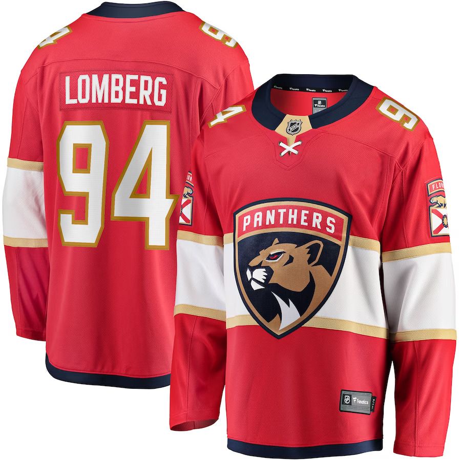 Men Florida Panthers #94 Ryan Lomberg Fanatics Branded Red Home Breakaway Player NHL Jersey